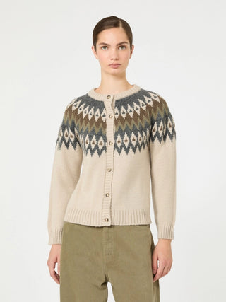 Cardigan in mista alpaca e lana - BEIGE