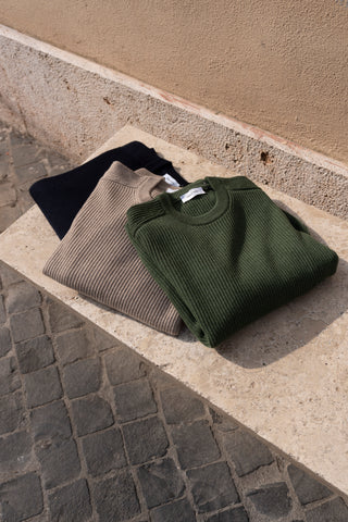 Maglione girocollo a costa inglese