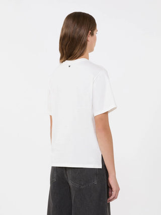 T-SHIRT IN JERSEY CON STAMPA E RICAMI - BIANCO