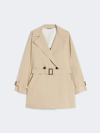 TRENCH CORTO IN TELA ANTIGOCCIA - BEIGE