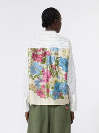 Camicia in cotone con schiena a contrasto - MARRONE