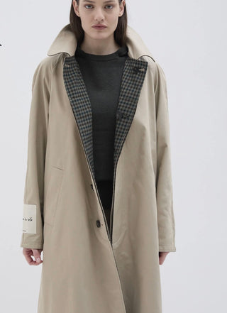REVERSIBLE COAT PIED DE POULE VIRGIN WOOL COTTON