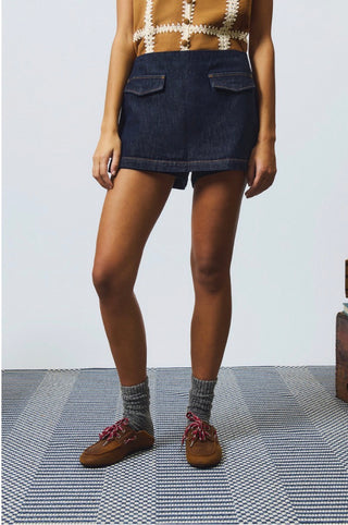SKORT WRAP IN DENIM LIGHT RINSE