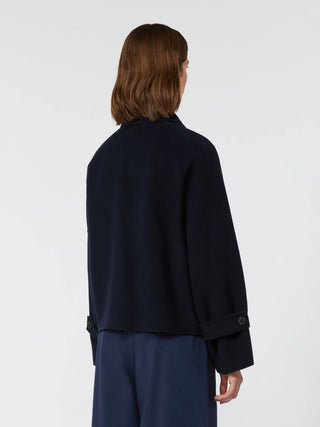CAPPOTTO CROP IN DRAP DI LANA - BLU