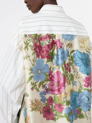 Camicia in cotone con schiena a contrasto - MARRONE