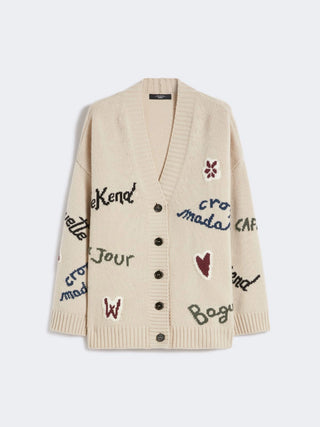 CARDIGAN OVER IN FILATO DI LANA - ECRU