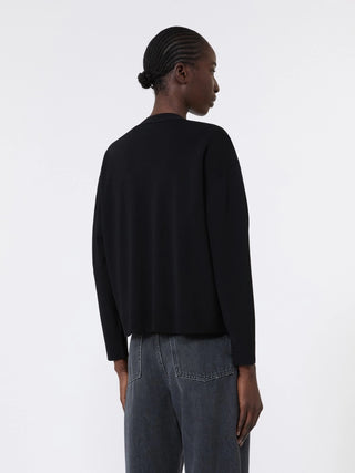 Cardigan a V in filato di viscosa - NERO