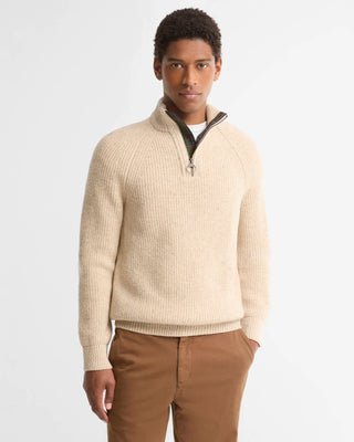 Maglione con zip corta Essentials in lana screziata