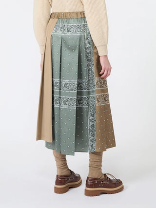 Gonna in twill stampato e drill di cotone - CUOIO