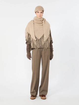 Pantalone in batavia di lana stretch - MARRON GLACE'