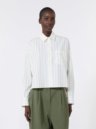 Camicia in cotone con schiena a contrasto - MARRONE