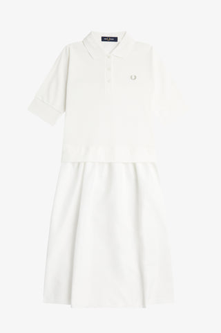 Vestito Gathered Polo Fred Perry Bianco da Donna