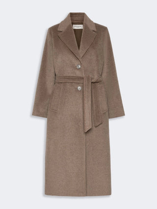 Cappotto lungo in orsetto di lana e alpaca - MARRON GLACE'