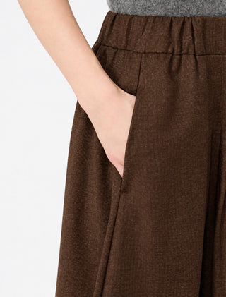 Gonna in flanella di lana stretch - MARRONE