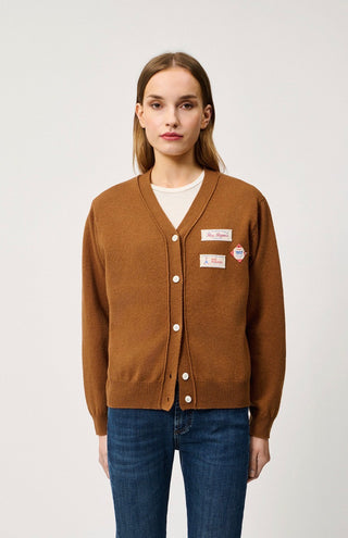CARDIGAN CLUB IN LANA CON PATCH