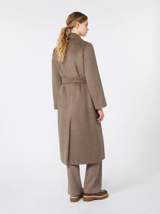 Cappotto lungo in orsetto di lana e alpaca - MARRON GLACE'