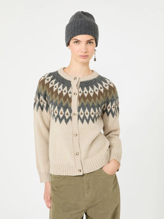 Cardigan in mista alpaca e lana - BEIGE