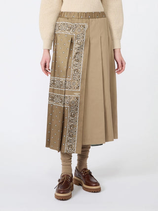 Gonna in twill stampato e drill di cotone - CUOIO