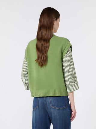 Gilet in misto cotone intarsiato - VERDE