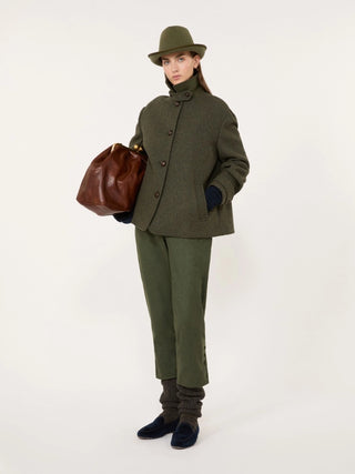 Cappotto corto in lana mélange - VERDE SALVIA