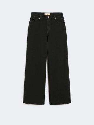 PANTALONE WIDE LEG IN DRILL DI COTONE - NERO