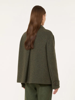 Cappotto corto in lana mélange - VERDE SALVIA