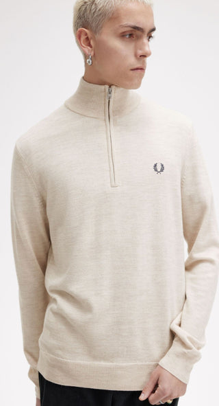 Maglione classico con mezza zip Fred Perry uomo