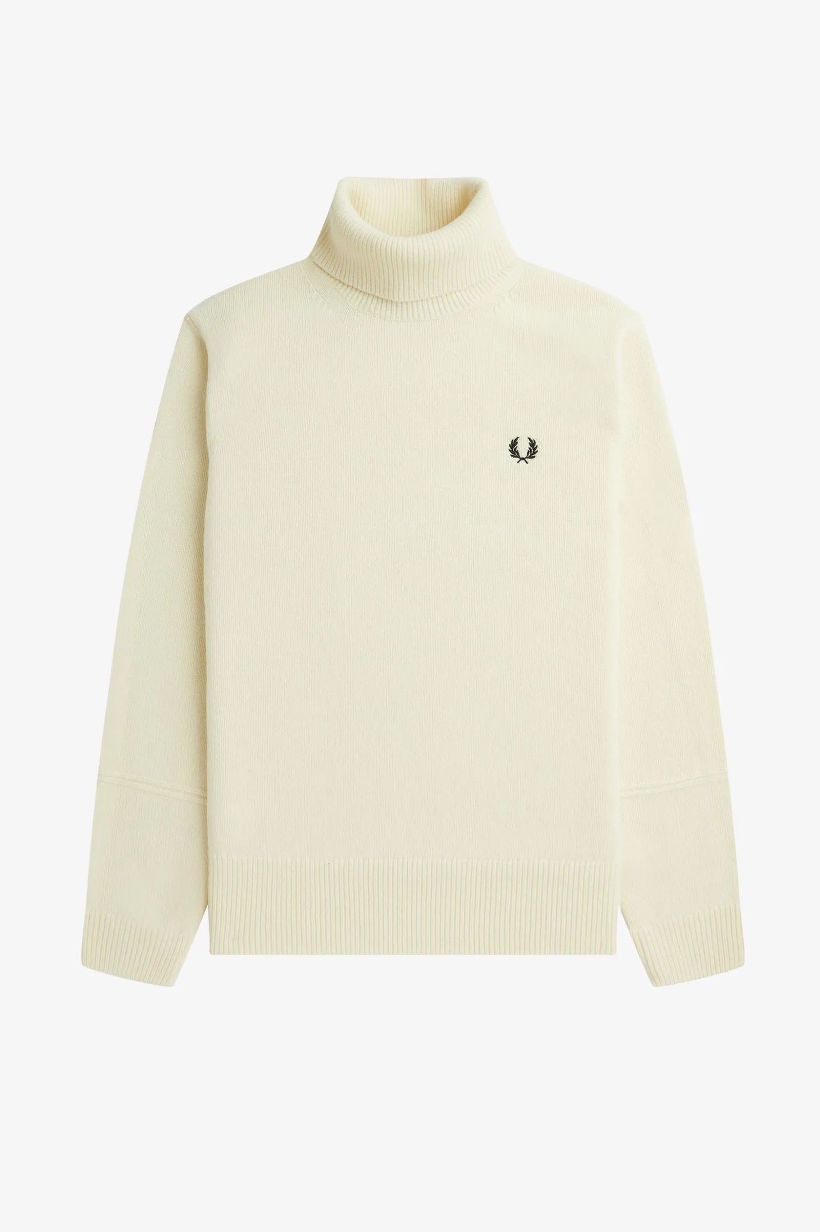 Maglione a Collo Alto in Lana Fred Perry Bianco da Uomo chiarelliandco