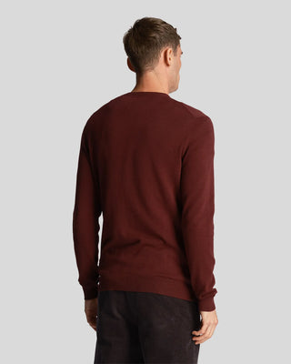 Maglione Girocollo in Cotone Lyle&Scott Bordeaux da Uomo