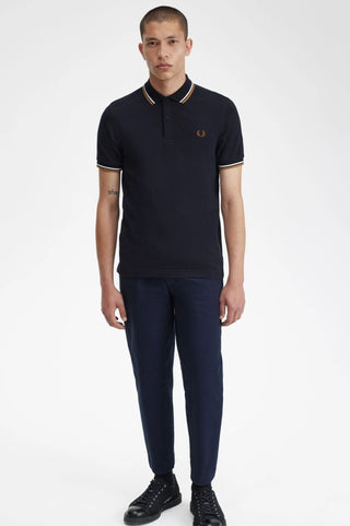 Polo con Doppia Riga Fred Perry Navy  da Uomo