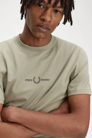 T-Shirt con Ricamo Fred Perry Grigia da Uomo