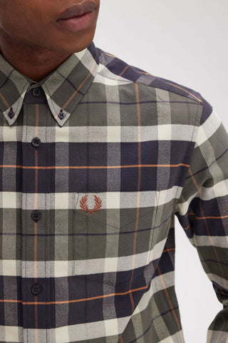 Camicia Tartan Spazzolato Fred Perry Verde da Uomo