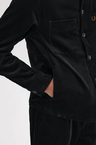 Camicia Overshirt in Velluto Fred Perry Nera