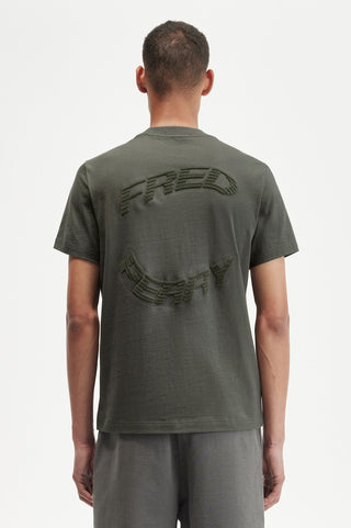 T-Shirt Warped Fred Perry Verde da Uomo