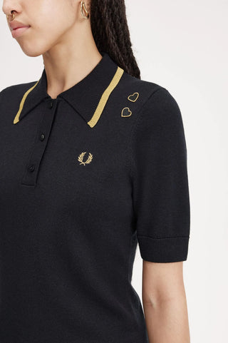 Polo in Maglia Fred Perry Nera da Donna